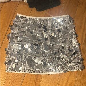 Amazon Silver Black Sequin Mini Skirt